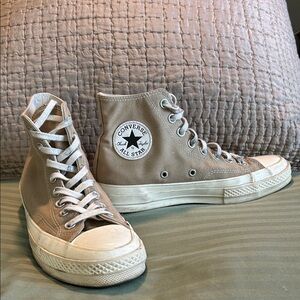 Converse High-Top Sneakers in Tan and White